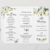 Eucalyptus White Roses Wedding Ceremony Programme (Voorkant / Achterkant)