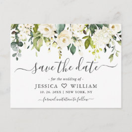 Eucalyptus White Roses Wedding Save the Date Briefkaart