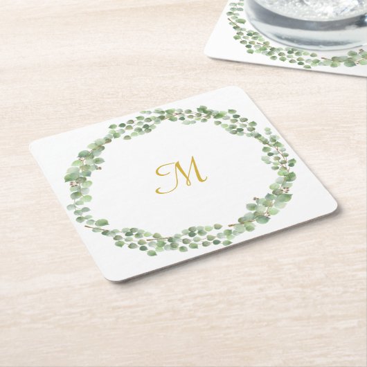 EUCALYPTUS WHITE SQUARE PAPIER 2 ONDERZETTER (Schuin)