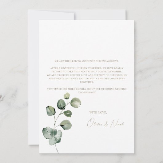 Eucalyptus White We zijn verloofd Aankondiging Kaa (Achterkant)