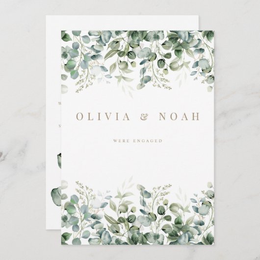Eucalyptus White We zijn verloofd Aankondiging Kaa (Voorkant / Achterkant)