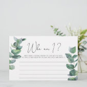 Eucalyptus - Wie ben ik bruidsfeest spel Briefpapier (Staand voorkant)