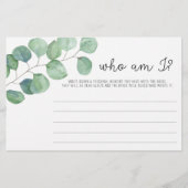 Eucalyptus - Wie ben ik vrijgezellenfeest game Briefpapier (Voorkant)