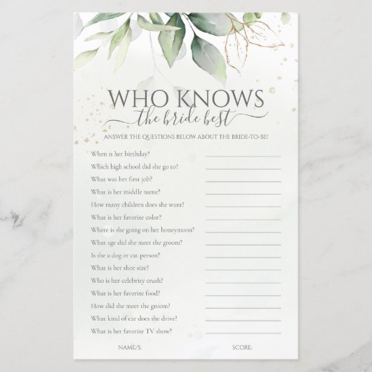 Eucalyptus Wie kent de bruid beste Vrijgezellenfee (Voorkant)