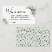 Eucalyptus Wijn Tombola Ticket kaart Bruiloft (Voorkant / Achterkant)