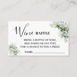 Eucalyptus Wijn Tombola Ticket kaart Bruiloft