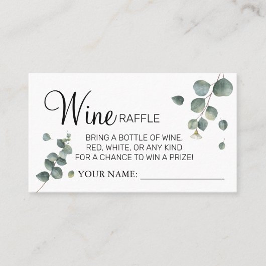 Eucalyptus Wijnkaart Vrijgezellenfeest Plaatskaartje (Voorkant)