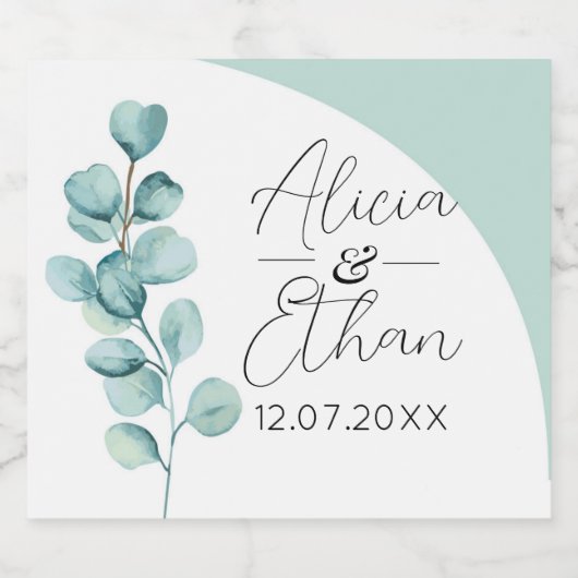 Eucalyptus Wijnlabels Drinken Bruidsbladeren Mint Sparkling Wijnetiket (Enkel label)