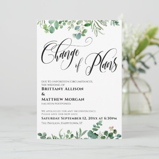 Eucalyptus Wijziging plannen uitgesteld huwelijk Kaart (Staand voorkant)