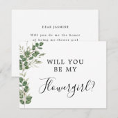 Eucalyptus Wil je mijn bloemenmeisje zijn kaart (Voorkant / Achterkant)