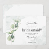 Eucalyptus Wil Je Mijn Bruidsmeisje Zijn Kaart (Voorkant / Achterkant)