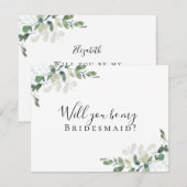 Eucalyptus Wil je mijn bruidsmeisje zijn kaart (Voorkant / Achterkant)