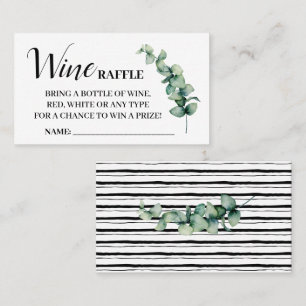 Eucalyptus Wine Raffle Ticket card Vrijgezellenfee