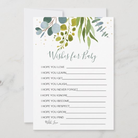 Eucalyptus Wishes voor Baby shower Game Invitation Kaart (Voorkant)