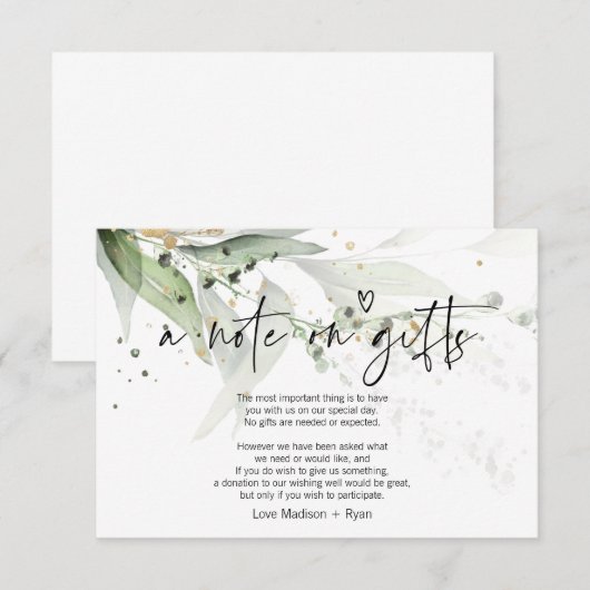 Eucalyptus Wishing Well Huwelijkskaart met notitie Informatiekaartje (Voorkant / Achterkant)