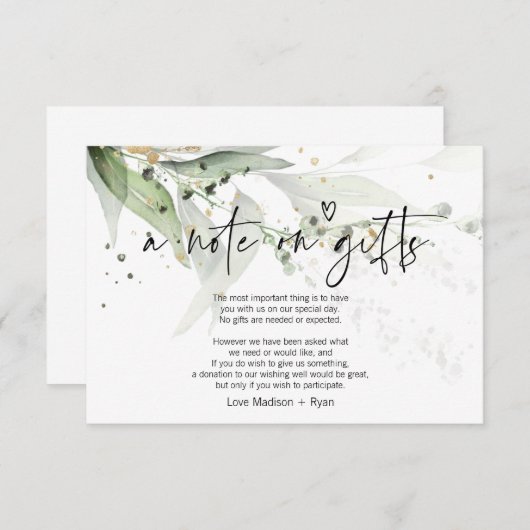 Eucalyptus Wishing Well Wedding Note on Gifts Card Informatiekaartje (Voorkant / Achterkant)