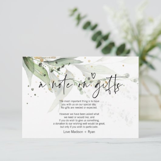 Eucalyptus Wishing Well Wedding Note on Gifts Card Informatiekaartje (Staand voorkant)
