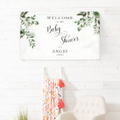 Eucalyptus Wit Eenvoudig Baby shower Spandoek (Insitu)