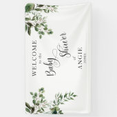 Eucalyptus Wit Eenvoudig Baby shower Spandoek (Verticaal)