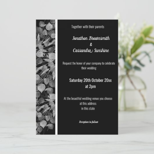 EUCALYPTUS WIT ZWART ZILVEREN RAND WIT KAART (Staand voorkant)