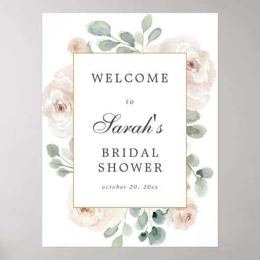 Eucalyptus Witte Bloem Bruiloft Bridal Shower Welk Poster (Voorkant)