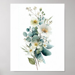 Eucalyptus Witte Bloemboeket Poster