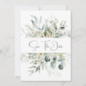 Eucalyptus Witte Bloemen Bessen Bewaar de Datum Save The Date (Voorkant)