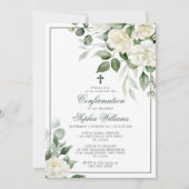 Eucalyptus witte bloemen bevestiging uitnodiging (Voorkant)