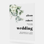 Eucalyptus, witte bloemen bloemige bruiloft WELKOM Acryl Bord (Hoek)