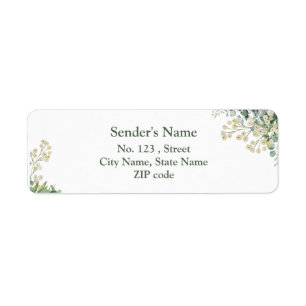 Eucalyptus & Witte Bloemen Botanische Bruiloft Etiket