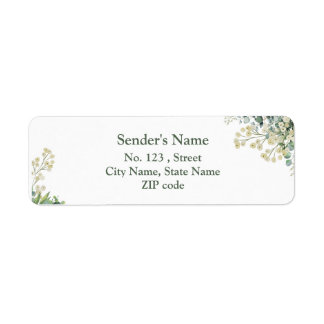 Eucalyptus & Witte Bloemen Botanische Bruiloft Etiket