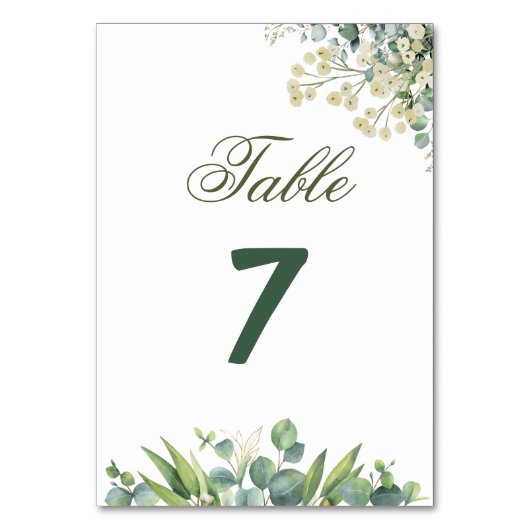 Eucalyptus & Witte Bloemen Botanische Bruiloft Kaart (Voorkant)