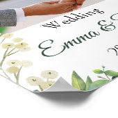 Eucalyptus & Witte Bloemen Botanische Trouwdag Poster (Hoek)