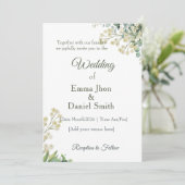 Eucalyptus & Witte Bloemen Botanische Trouwkaart  Kaart (Staand voorkant)