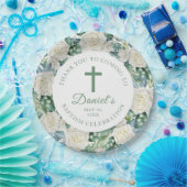 Eucalyptus Witte Bloemen Doop Papieren Bordje (Feest)