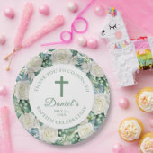 Eucalyptus Witte Bloemen Doop Papieren Bordje (Feest)