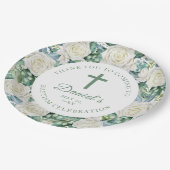 Eucalyptus Witte Bloemen Doop Papieren Bordje (Gekanteld)