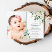 Eucalyptus Witte Bloemen Foto Meisje Bevestiging Kaart