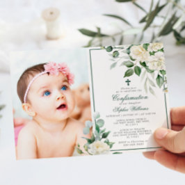 Eucalyptus Witte Bloemen Foto Meisje Bevestiging Kaart