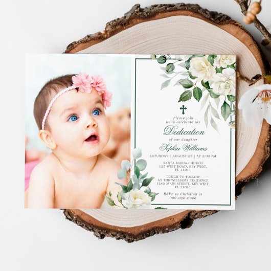 Eucalyptus Witte Bloemen Fotomeisje Toewijding Kaart