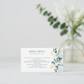 Eucalyptus & witte bloemen QR Code online RSVP Informatiekaartje (Staand voorkant)