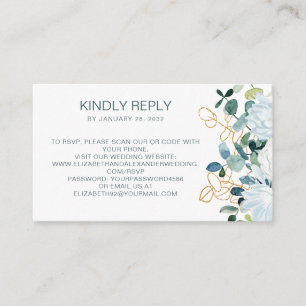 Eucalyptus & witte bloemen QR Code online RSVP Informatiekaartje