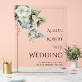 Eucalyptus, witte bloemen rand bruiloft WELKOM Acryl Bord (Huwelijk)