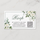 Eucalyptus Witte Bloemen Trouw QR Code RSVP Informatiekaartje (Voorkant)