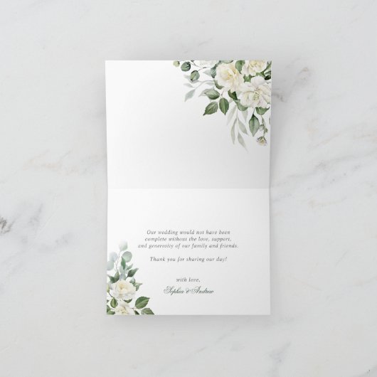 Eucalyptus Witte Bloemen Trouwbedankkaart Bedankkaart (Binnen)