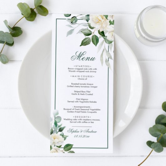Eucalyptus Witte Bloemen Trouwmenu Menu