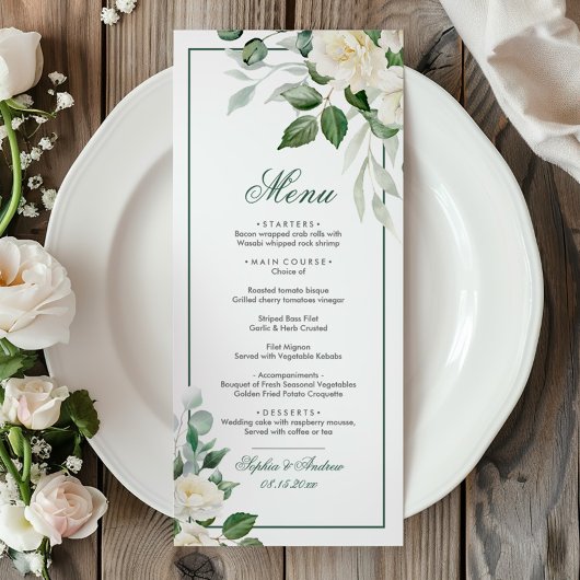 Eucalyptus Witte Bloemen Trouwmenu Menu