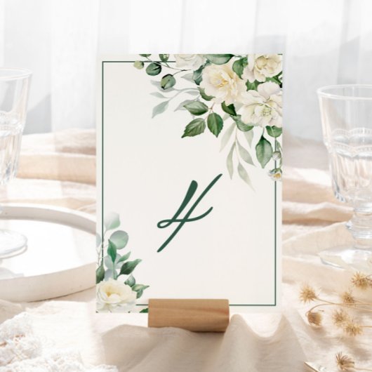 Eucalyptus Witte Bloemen Trouwtafel Nummer Kaart