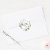 Eucalyptus Witte Bloemige 90e Verjaardag Bedankt Ronde Sticker (Envelop)