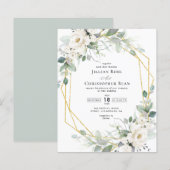 eucalyptus witte bloemrijke kader trouw uitnodigin (Voorkant / Achterkant)